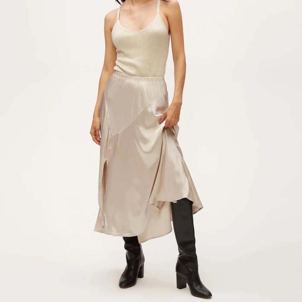 Michael Stars Desi Asymmetrical Satin Skirt RED  XS NEW Retail $178 - Picture 9 of 11